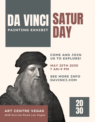 Free  Template: Cream Vintage Painting Exhibition Flyer