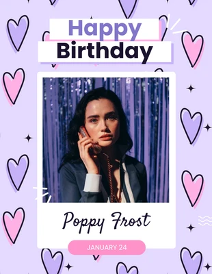 Free  Template: Pôster de Feliz Aniversário Rosa-Púrpura