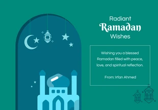 Free  Template: Green Navy Elegant Ramadan Card