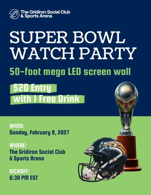 Free  Template: Plantilla de folleto para fiesta del Super Bowl