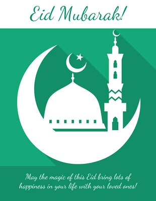 Free  Template: Biglietto di auguri verde Eid Mubarak