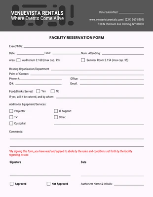 Free  Template: Black and White Simple Reservation Form