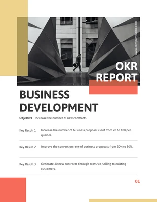 Free  Template: Red And Yellow Minimalist Modern OKR Report