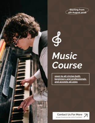 Free  Template: Brown Music Course Poster