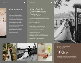 Grey Brown and Green Earth Tone Wedding Tri Fold Brochure - Página 2