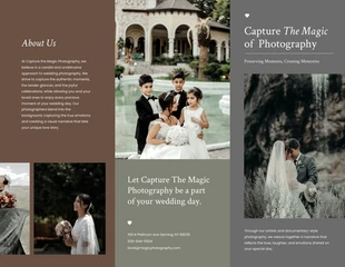 Grey Brown and Green Earth Tone Wedding Tri Fold Brochure