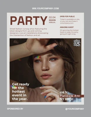 Free  Template: Brown and Grey Party Poster Cover Style