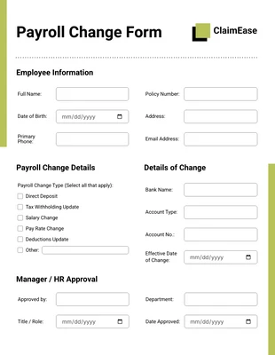 Free interactive Template: Plantilla de Cambio de Nómina