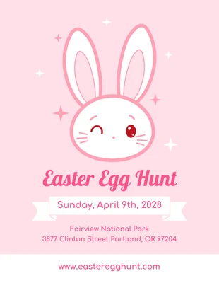 Free  Template: Baby Pink Cute Bunny Illustration Easter Egg Hunt Invitation
