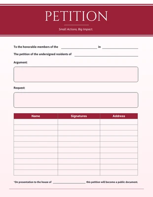 Free  Template: Simple Red Petition Form