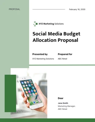 Free  Template: Proposta di allocazione del budget per i social media