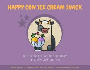Free  Template: Voucher de aniversário de sorvete