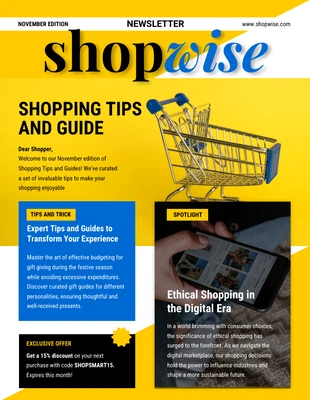 Free  Template: Shopping Tips and Guides Newsletter