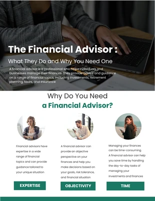 Free  Template: Green and Black Modern The Financial Advisor Newsletter