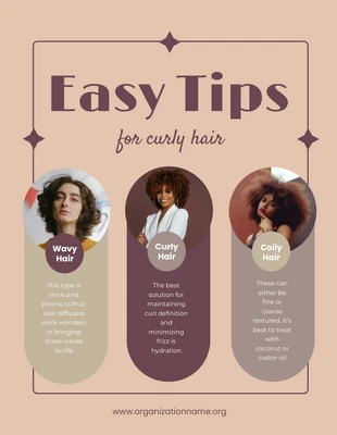 Free  Template: Puce Color Minimalist Easy Tips Vorlage für lockiges Haar