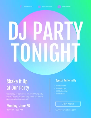 Free  Template: Colorful DJ Night Party Poster Template