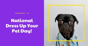 Free  Template: Púrpura Viste a tu mascota Día Publicación de Facebook