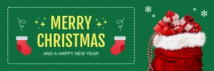 Free  Template: Bannière de vœux simple verte et jaune Joyeux Noël