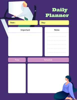 Purple and Neon Illustration Cute Planner
