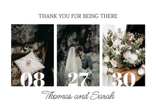 Free  Template: Weiße, schlichte, elegante Hochzeits-Dankeschön-Postkarte
