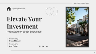 Free  Template: Presentazione del prodotto immobiliare minimalista grigio e nero