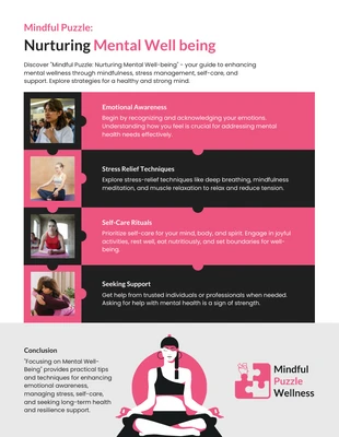 premium  Template: Mindful Puzzle: Infografía para fomentar el bienestar mental