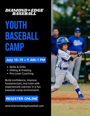 Free  Template: Baseball Camp Flyer Template