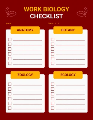 Free  Template: Red And Yellow Modern Work Biology Checklist