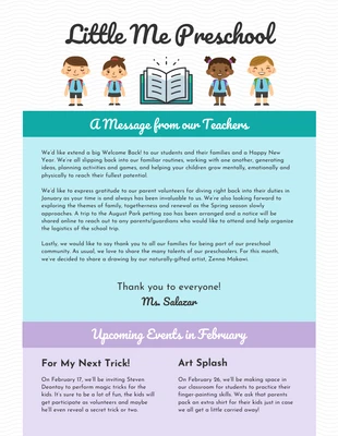 Clean Preschool Newsletter