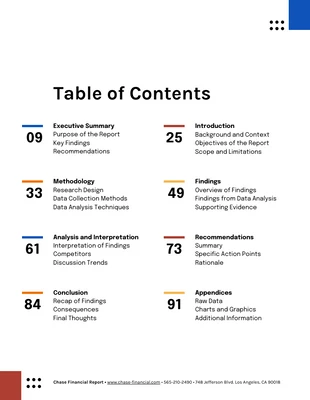 business  Template: Page de livre de table des matières moderne