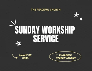 Free  Template: Negro Gris Y Amarillo Vintage Clásico Workship Iglesia Presentación