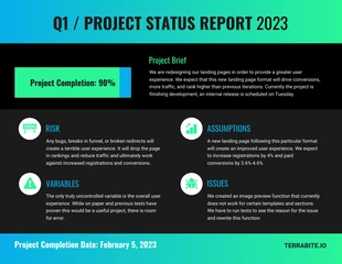 premium  Template: Relatório de progresso do status do projeto Neon