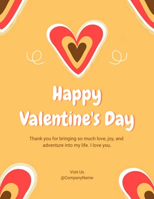 Free  Template: Yellow Playful Illustration Happy Valentines Day Poster