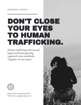Free  Template: Poster semplice bianco e grigio sulla tratta di esseri umani