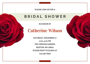 Free  Template: Red Roses Bridal Shower Invitation