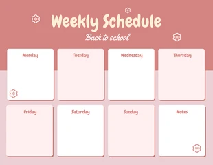 Free  Template: Baby Pink Modern Aesthetic Weekly Schedule Back To School Template (Modèle d'emploi du temps hebdomadaire pour la rentrée scolaire)