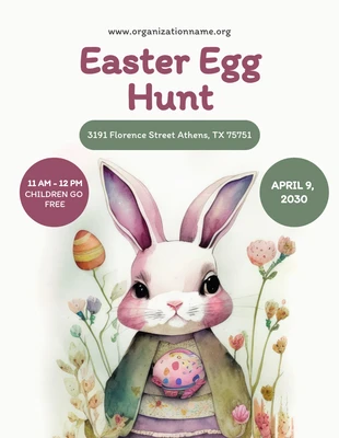 Free  Template: Illustrazione ad acquerello estetico bianco rotto Poster di caccia alle uova di Pasqua
