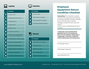 Employee Equipment Return Condition Checklist