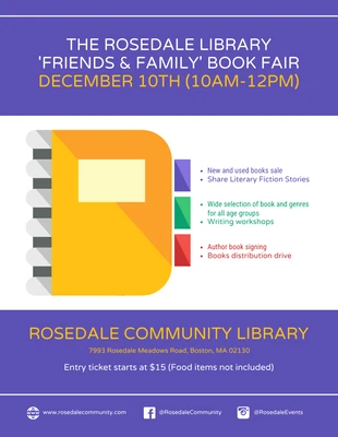 Free  Template: Veranstaltungsflyer zur Buchmesse der Bibliothek