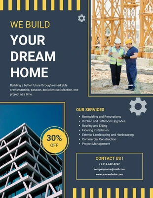 Free  Template: Gray And Yellow Simple Construction Flyer