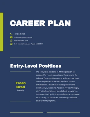 Free  Template: Navy Blue And Green Minimalist Career Plan