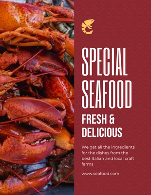 Free  Template: Red Simple Special Seafood Flyer