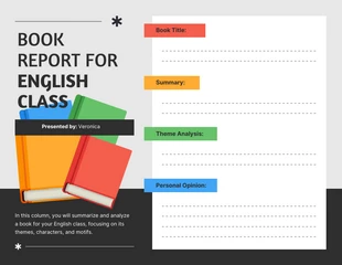 Free  Template: Relatório do livro para aula de inglês