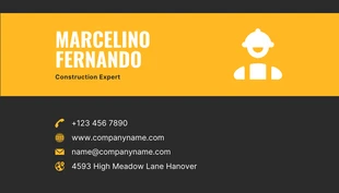 Dark Grey And Yellow Simple Contractor Business Card - Pagina 2