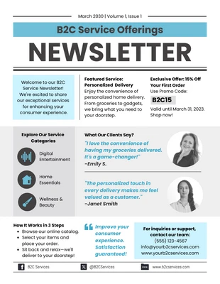 Free  Template: B2C Service Offerings Newsletter