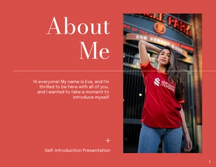 Free  Template: Rojo y morado Autopresentación sencilla Presentación sobre mí