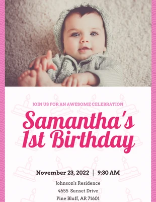 Free  Template: Simple Pink Birthday Invitation