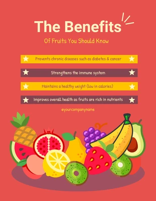 Free  Template: Red Cartoon of Benefit of Fruit Template