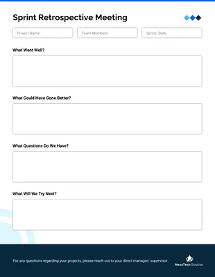 Free interactive Template: Plantilla de agenda de reunión de retrospectiva de sprint de recursos humanos.