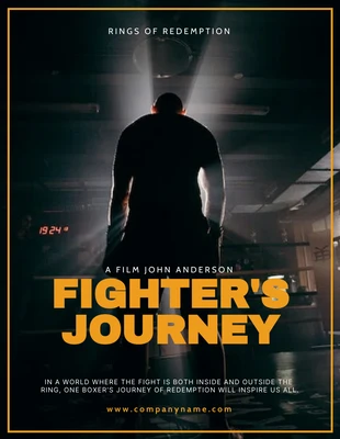 Free  Template: Schwarzes und gelbes professionelles Fighter Journey Boxing Poster